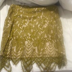 Chic Olive Lace Mini Skirt